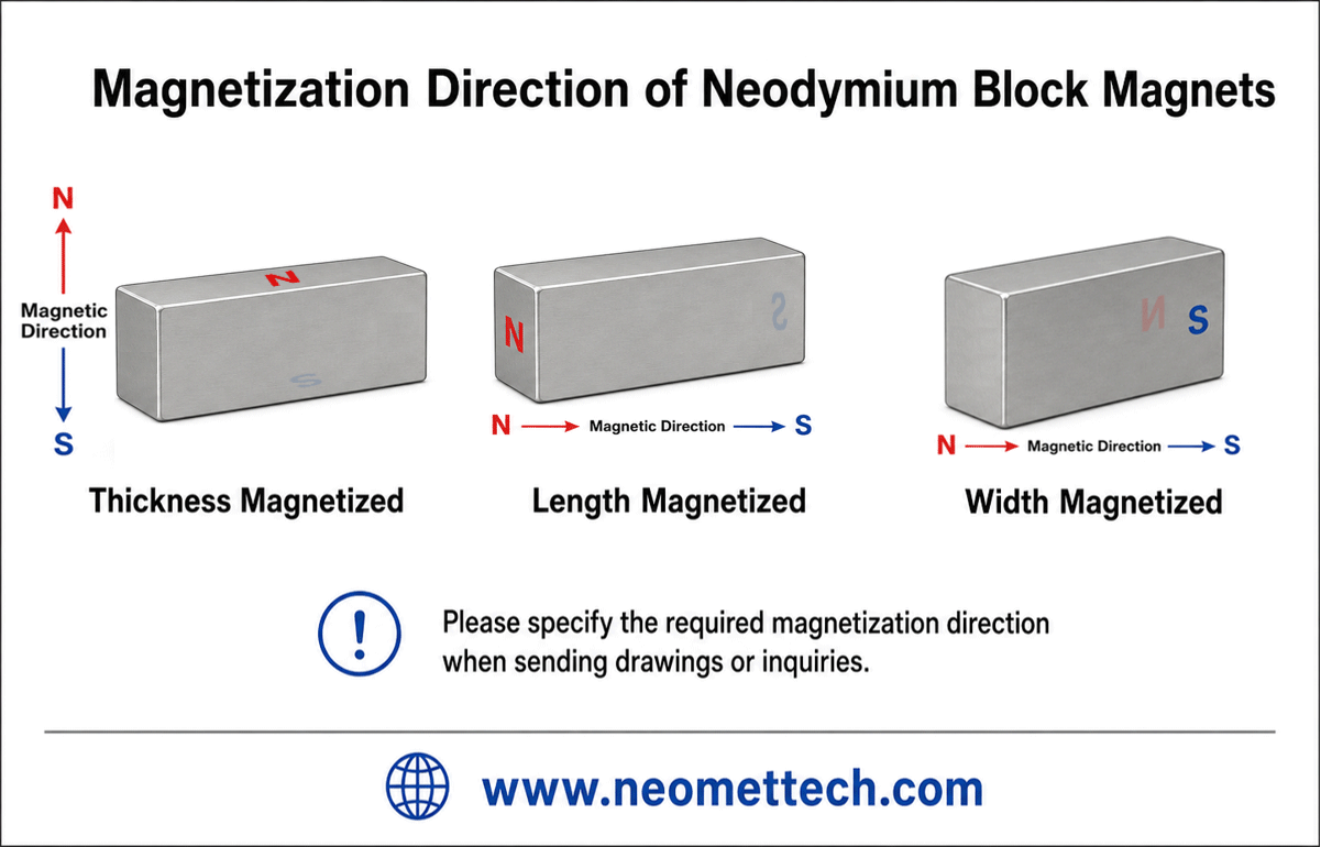 Magnetization direction of neodymium block magnets